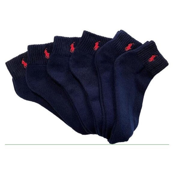 Polo Ralph Lauren Other - Polo Ralph Lauren Quarter Ankle Socks 6 Pair Pack Navy Blue Red Pony Classic Spo